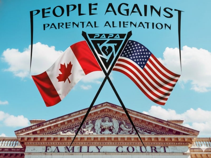 People Against Parental Alienation North American artwork with Canadian and United States flags