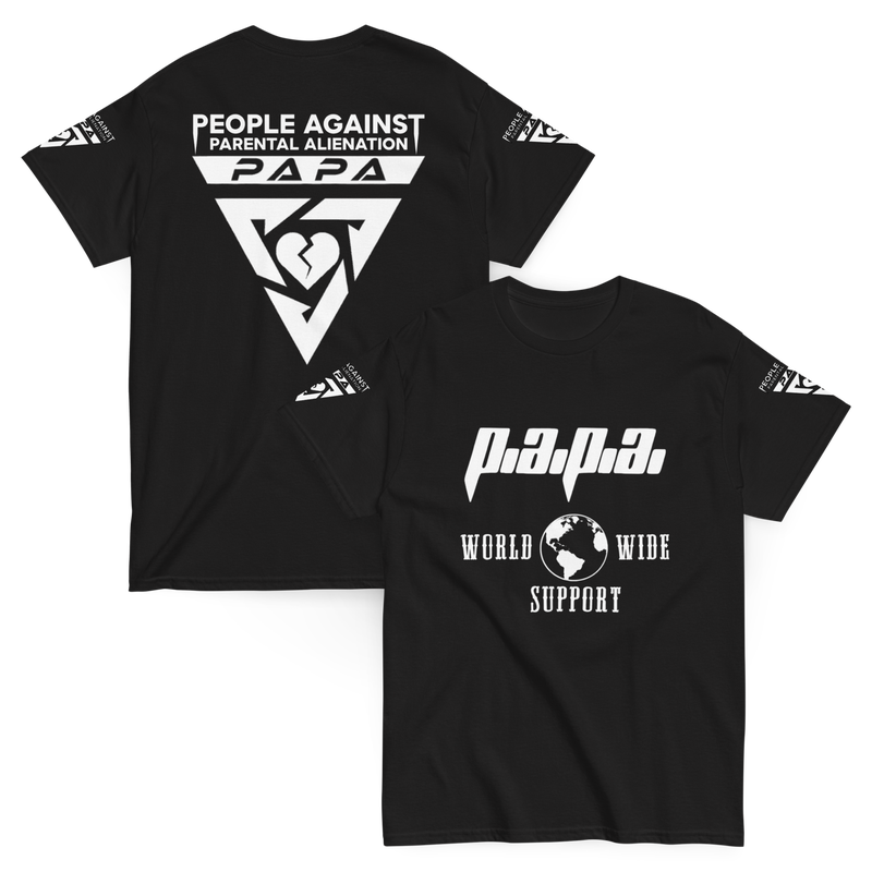 Black P.A.P.A. Super Tee with front and back prints