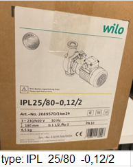 Wilo circulatiepomp IPL 25/80