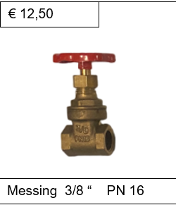 Schuifafsluiter Messing 3/8'' PN 16