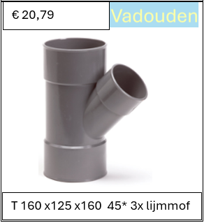 T 160 x125 x160  45* 3x lijmmof