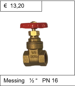 Schuifafsluiter Messing 1/2'' PN 16