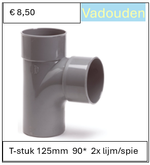 T-stuk 125mm  90*  2x lijm/spie