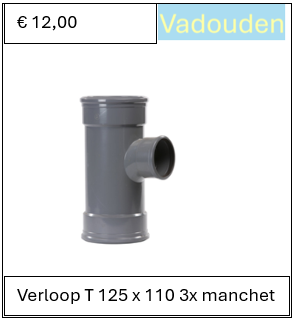 Verloop T 125 x 110 3x manchet
