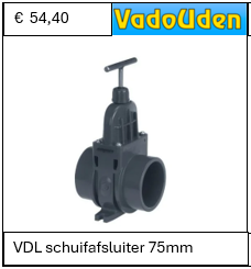 VDL schuifafsluiter 75mm