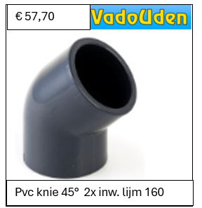 Pvc knie 45°  2x inw. lijm 160