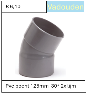 Pvc bocht 125mm  30* 2x lijm