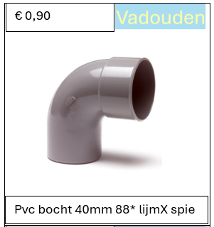 Pvc bocht 40mm 88* lijmX spie