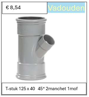T-stuk 125 x 40   45* 2manchet 1mof