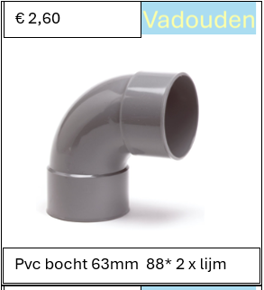 Pvc bocht 63mm  88* 2 x lijm