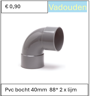 Pvc bocht 40mm  88* 2 x lijm