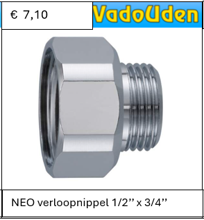 NEO verloopnippel 1/2'' x 3/4''