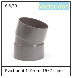 Pvc bocht 110mm  15* 2x lijm