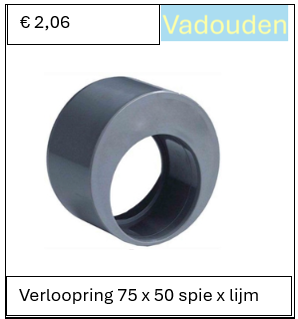 Verloopring 75 x 50 spie x lijm