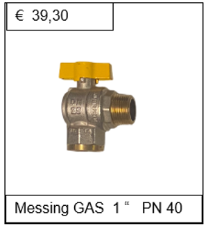 Kogelkraan messing vernikkeld GAS 1'' PN 40