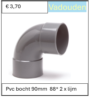 Pvc bocht 90mm  88* 2 x lijm