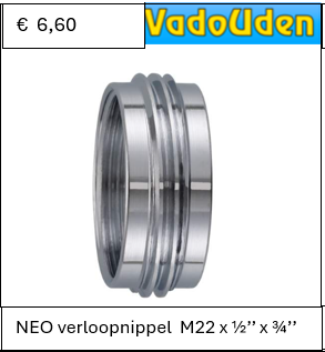 NEO verloopnippel M22 x 1/2'' x 3/4''