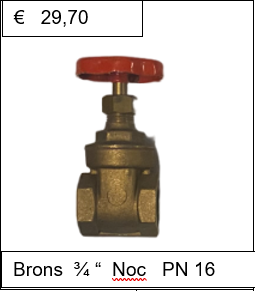 Schuifafsluiter Brons 3/4'' Noc PN 16