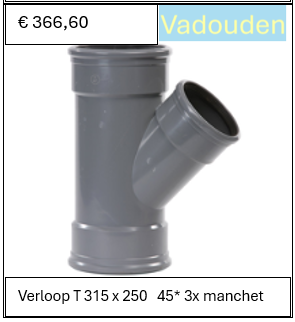 Verloop T 315 x 250   45* 3x manchet
