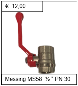 Kogelkraan messing vernikkeld MS58 1/2'' PN 30