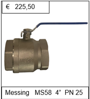 Kogelkraan messing vernikkeld MS58 4'' PN 25