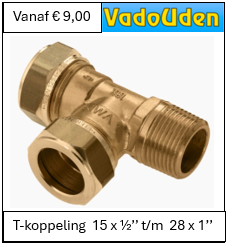 T-koppeling  15 x ½’’ t/m  28 x 1’’