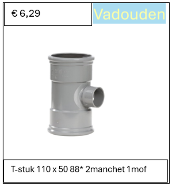 T-stuk 110 x 50 88* 2manchet 1mof