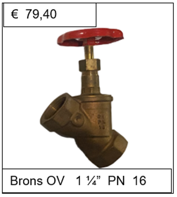 Schuinspindel klepafsluiter Brons OV 1 1/4'' PN 16