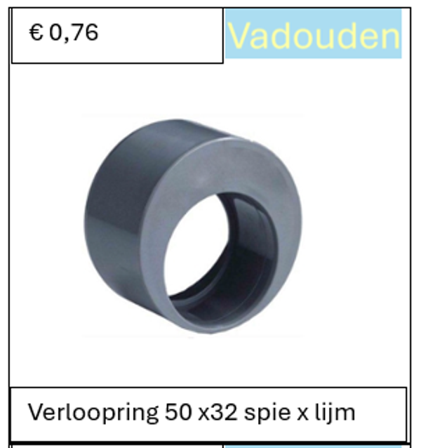 Verloopring 50 x32 spie x lijm