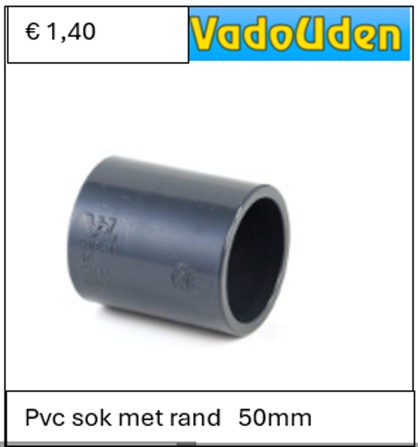 Pvc sok met rand   50mm 16 ATO