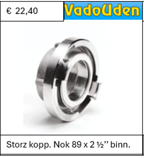 Storz kopp. Nok 89 x 2 ½’’ binn.