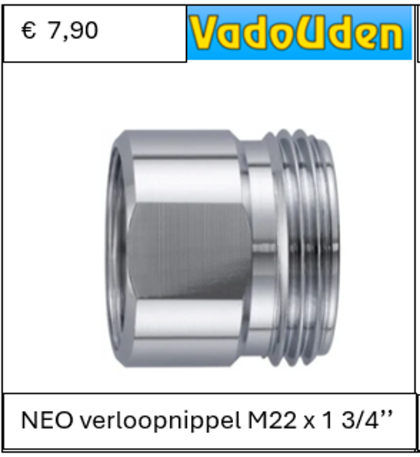 NEO verloopnippel M22 x 1 3/4''