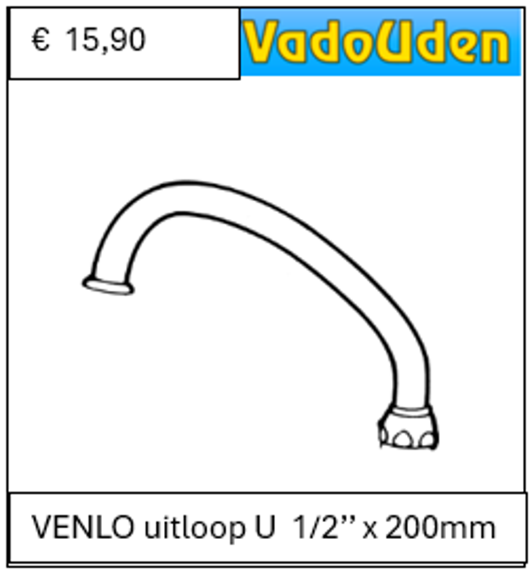 VENLO uitloop U  1/2’’ x 200mm