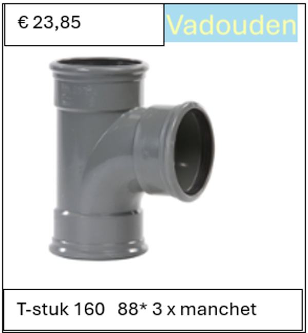 T-stuk 160   88* 3 x manchet