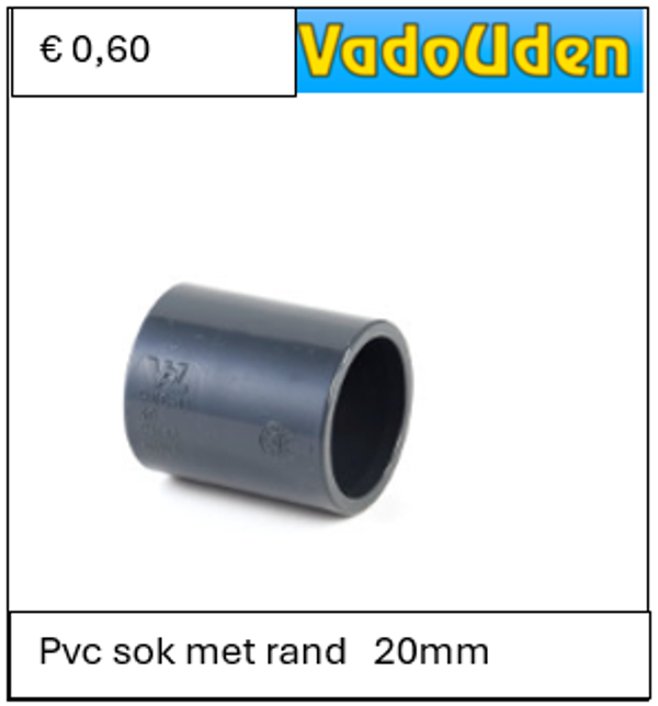 Pvc sok met rand   20mm 16 ATO