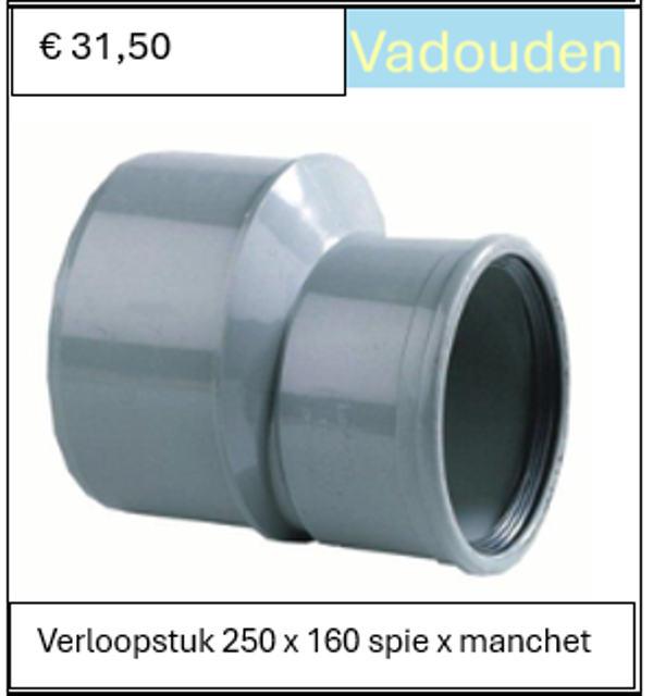Verloopstuk 250 x 160 spie x manchet