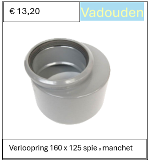 Verloopring 160 x 125 spie x manchet