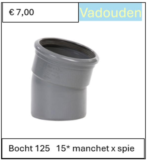 Bocht 125   15* manchet x spie