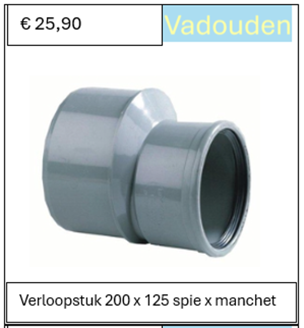 Verloopstuk 200 x 125 spie x manchet