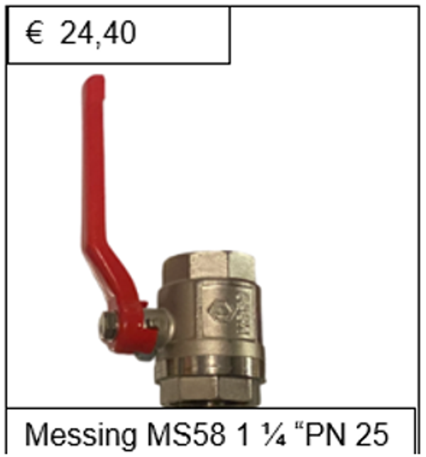 Kogelkraan messing vernikkeld MS58 1 1/4'' PN 25