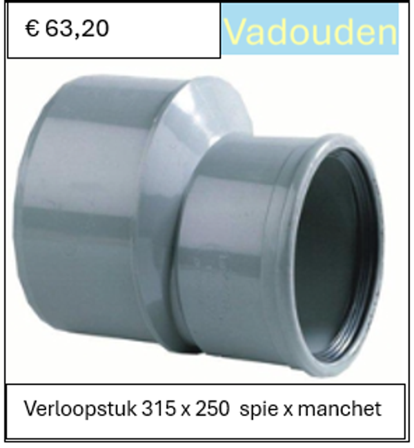 Verloopstuk 315 x 250  spie x manchet
