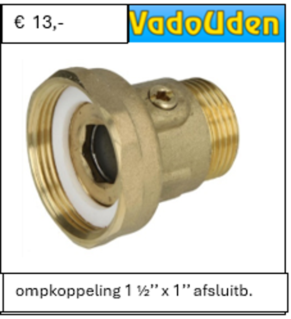 ompkoppeling 1 ½’’ x 1’’ afsluitb.