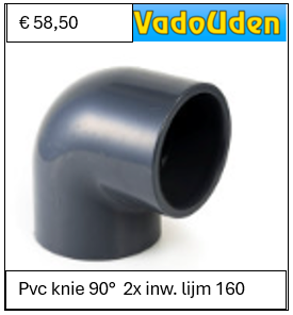 Pvc knie 90°  2x inw. lijm 160
