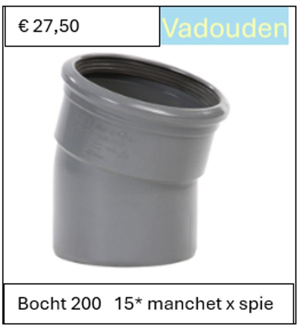 Bocht 200   15* manchet x spie
