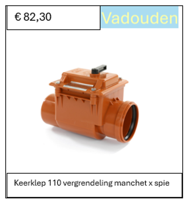 Keerklep 110 mm met vergrendeling manchet x spie