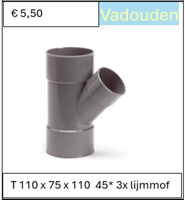 T 110 x 75 x 110  45* 3x lijmmof