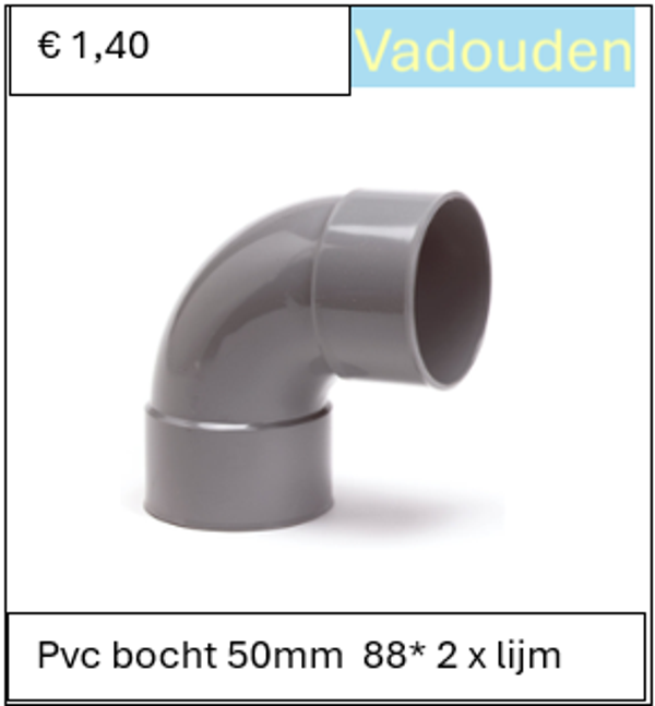 Pvc bocht 50mm  88* 2 x lijm