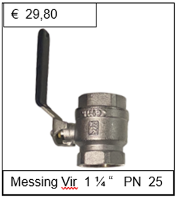 Kogelkraan messing vernikkeld Vir 1 1/4'' PN 25