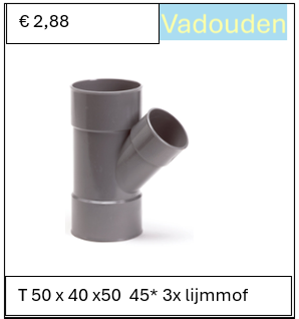T 50 x 40 x50  45* 3x lijmmof