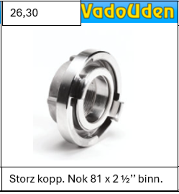 Storz kopp. Nok 81 x 2 ½’’ binn.